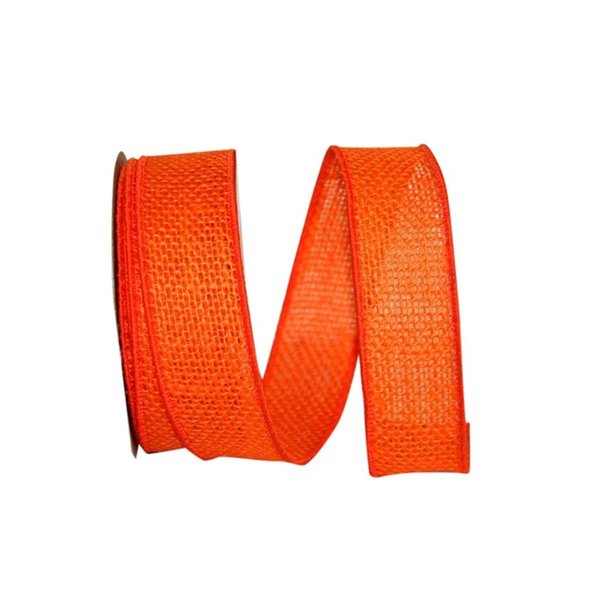 Reliant Ribbon 1.375 in. Burlap Colored Wired Edge Ribbon, Orange - 10 Yards 3221M-058-09F